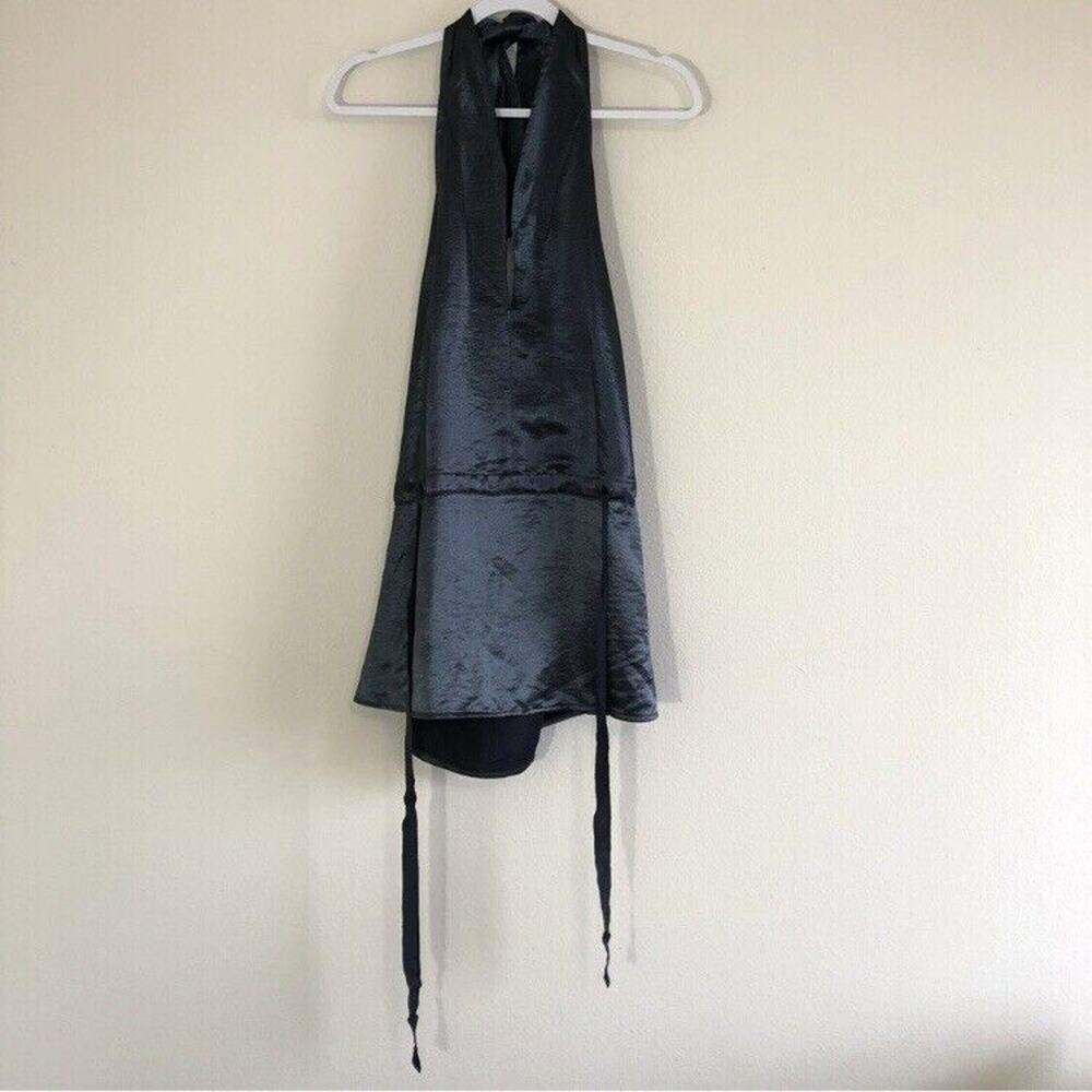 Naughty Brand Size 3 Approx Medium Silver Grey Halter Tie Top Cinch Waist Flare